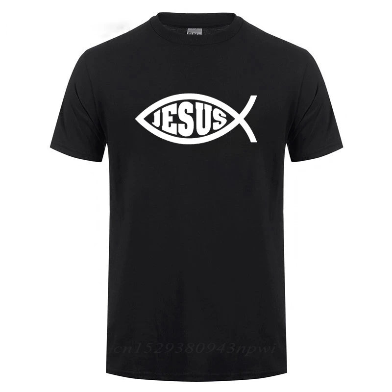 Jesus Fish Faith Tee - Inspirational Christian Graphic Tee Shirt