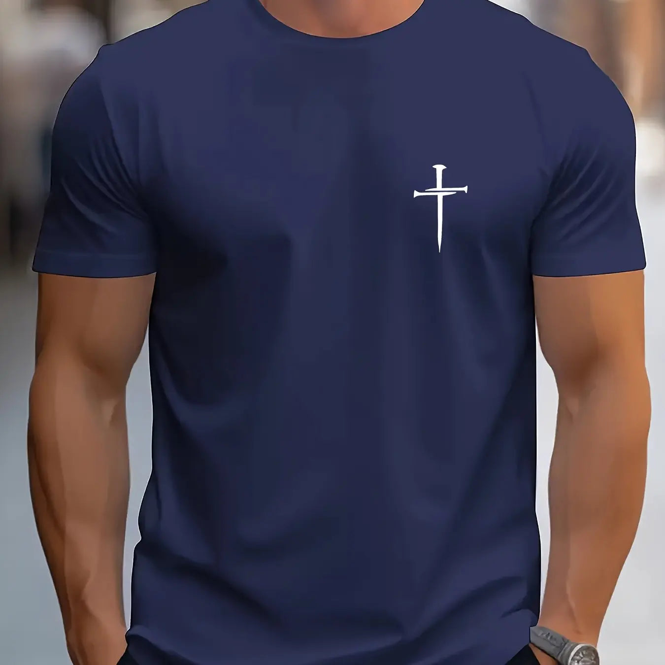 Men’s Faith Cross T-Shirt – Casual Summer Cotton Tee with Simple Christian Design
