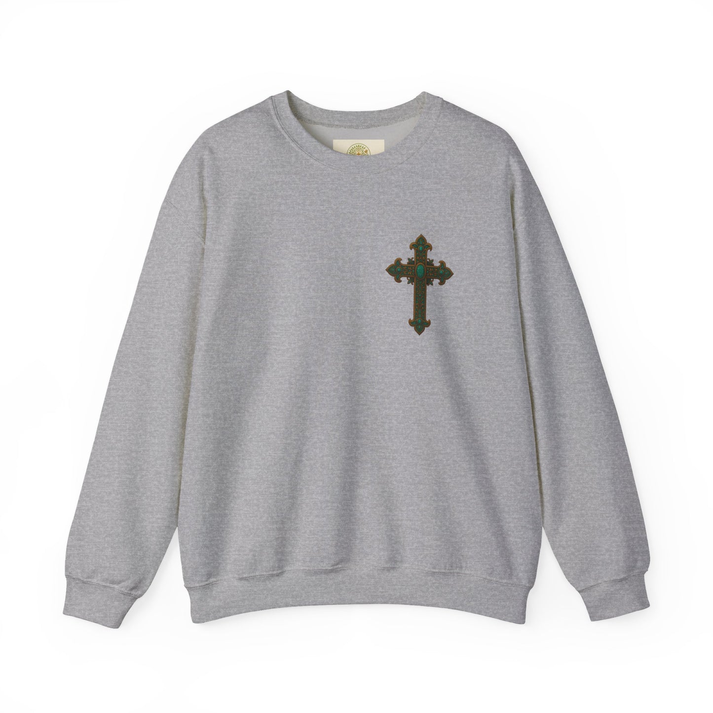 Lion of Judah Christian Crew Neck Sweatshirt – Unisex Faith Sweatshirt with Cross & Revelation 5:5 Back Design