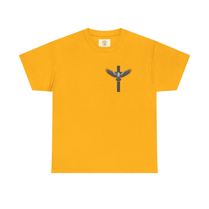 Men’s Christian T-Shirt – Under His Wings Psalm 91:4 | Eagle & Cross Faith Shirt by Gather & Co. LLC