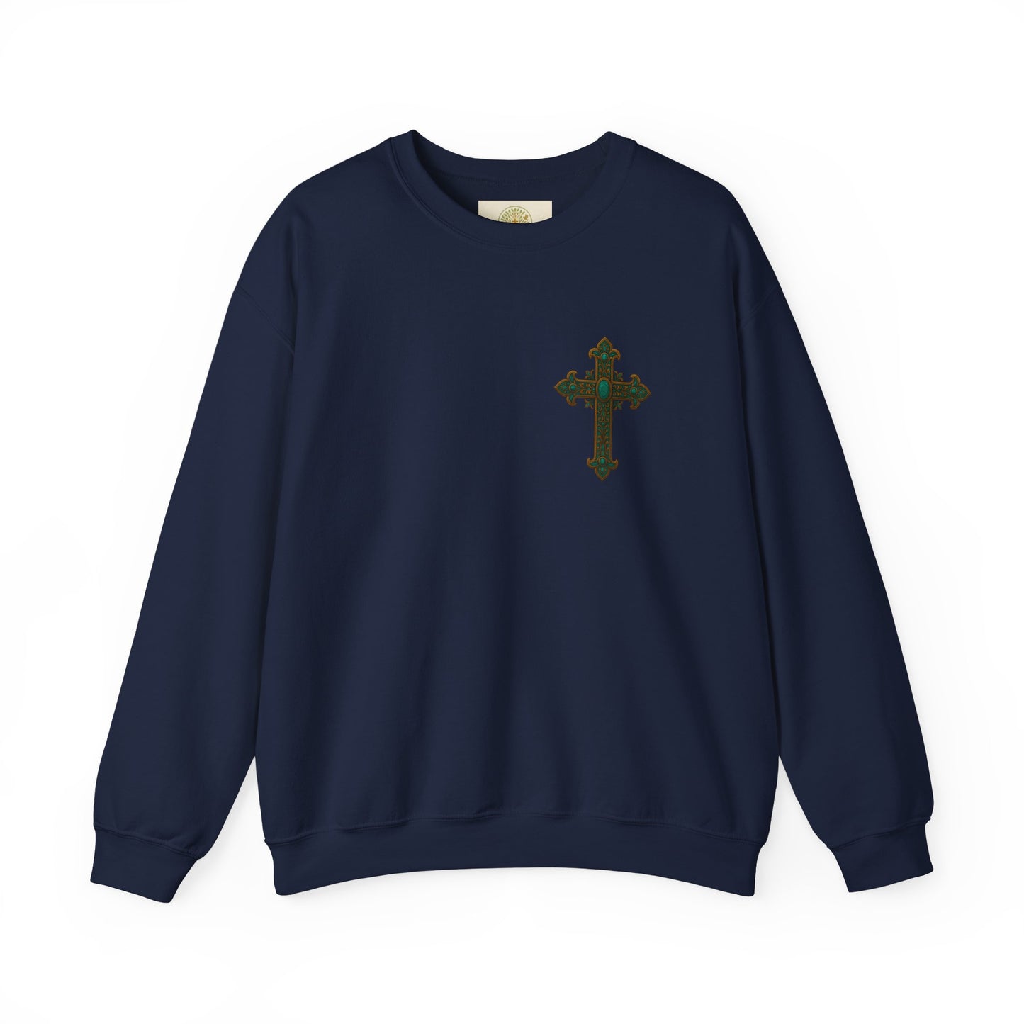Lion of Judah Christian Crew Neck Sweatshirt – Unisex Faith Sweatshirt with Cross & Revelation 5:5 Back Design