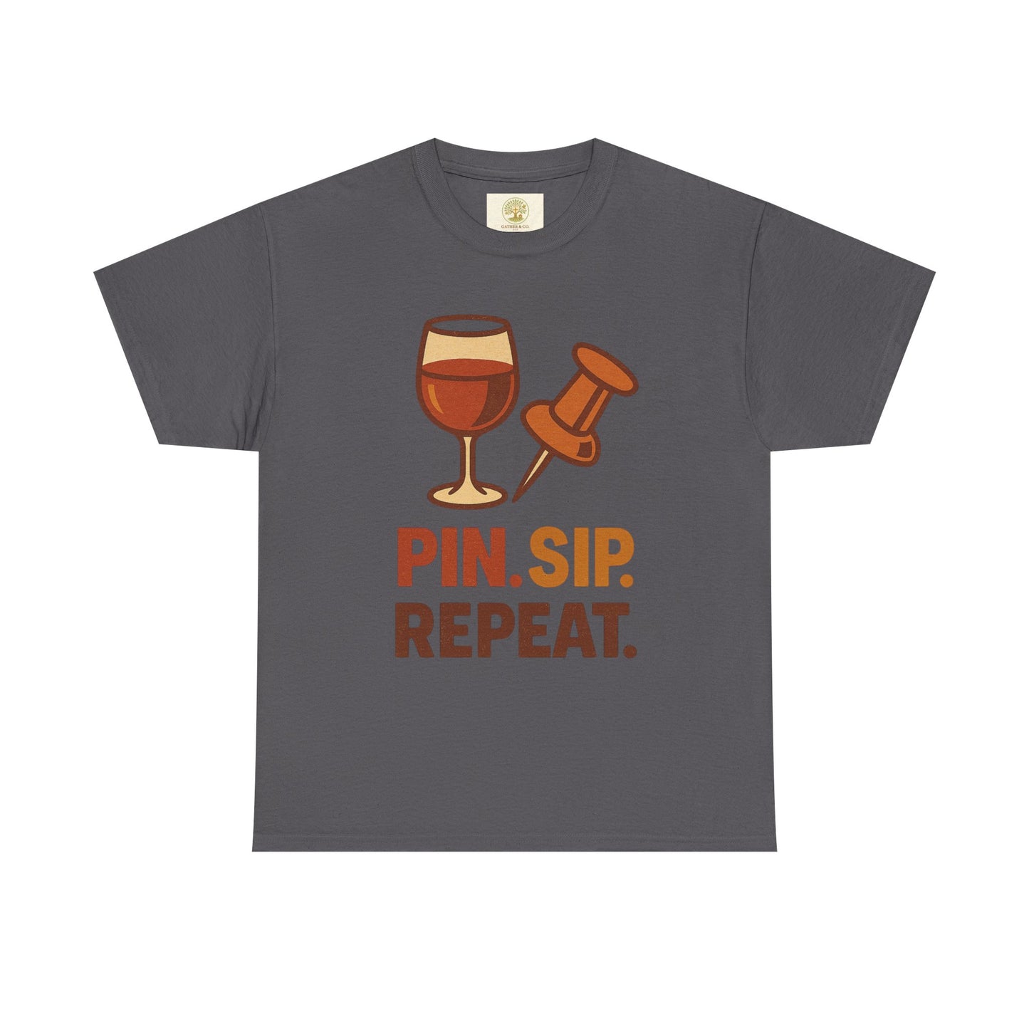 Wine Lover T‑Shirt — "Pin. Sip. Repeat." Wine Graphic Tee