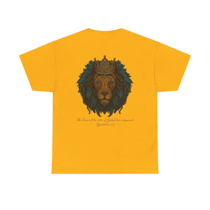 Lion of Judah Christian T-Shirt – Unisex Considered Cross Faith Tee | Revelation 5:5 | Gather & Co. LLC