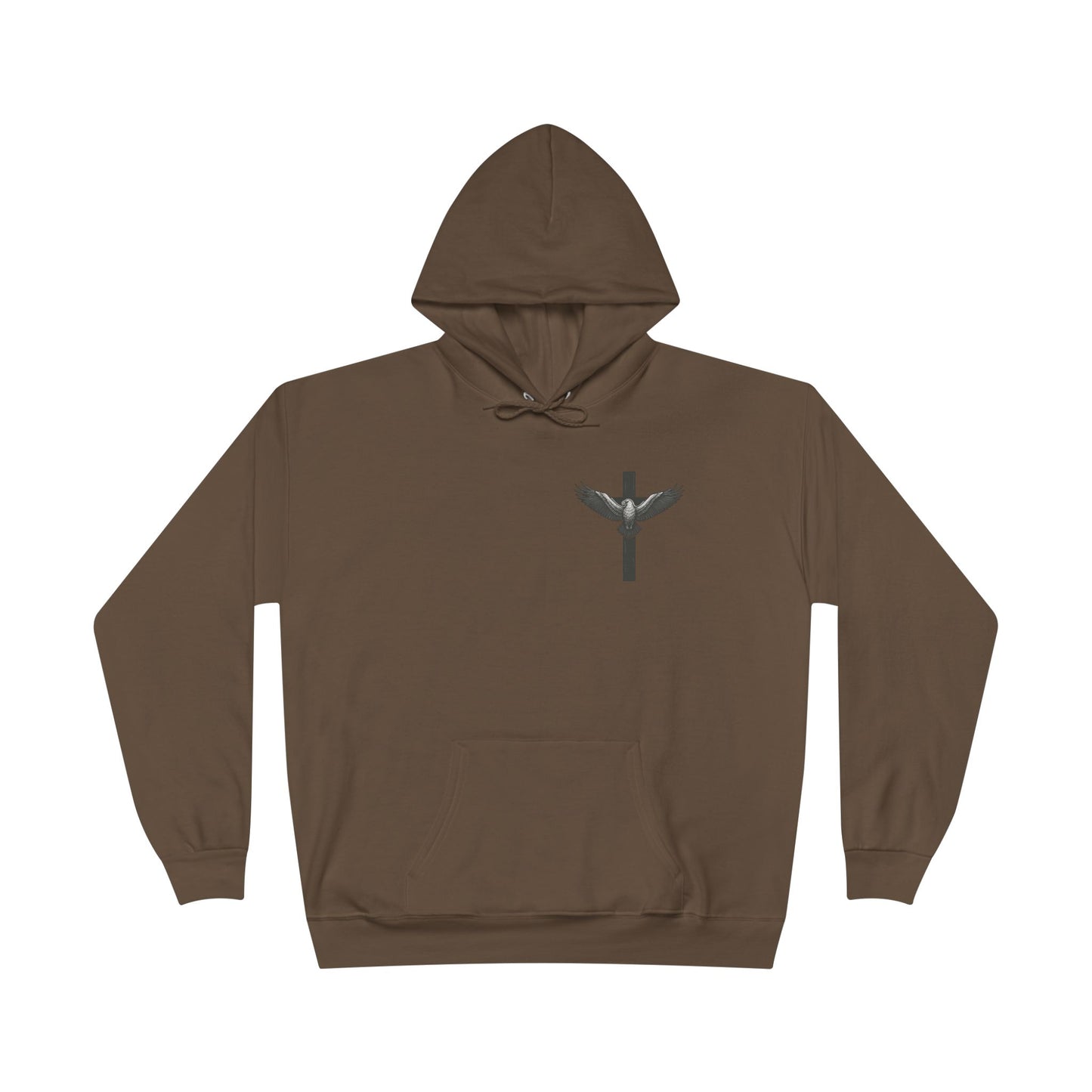 Men’s Christian Hoodie – Under His Wings Psalm 91:4 Faith Pullover with Cross & Eagle Back Design