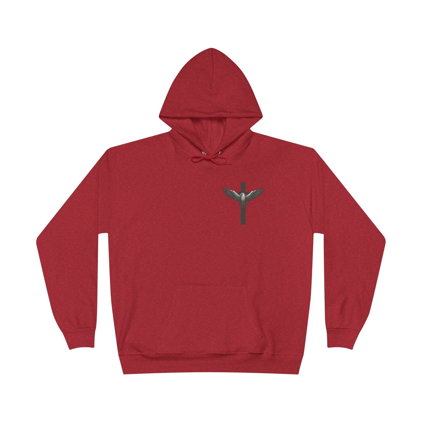 Men’s Christian Hoodie – Under His Wings Psalm 91:4 Faith Pullover with Cross & Eagle Back Design