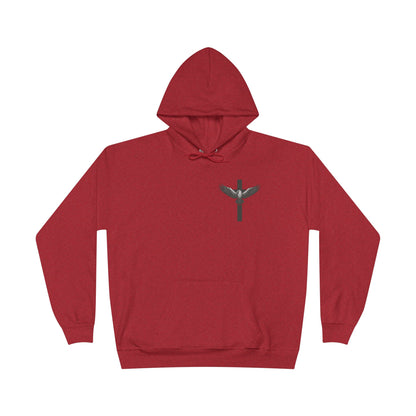 Men’s Christian Hoodie – Under His Wings Psalm 91:4 Faith Pullover with Cross & Eagle Back Design