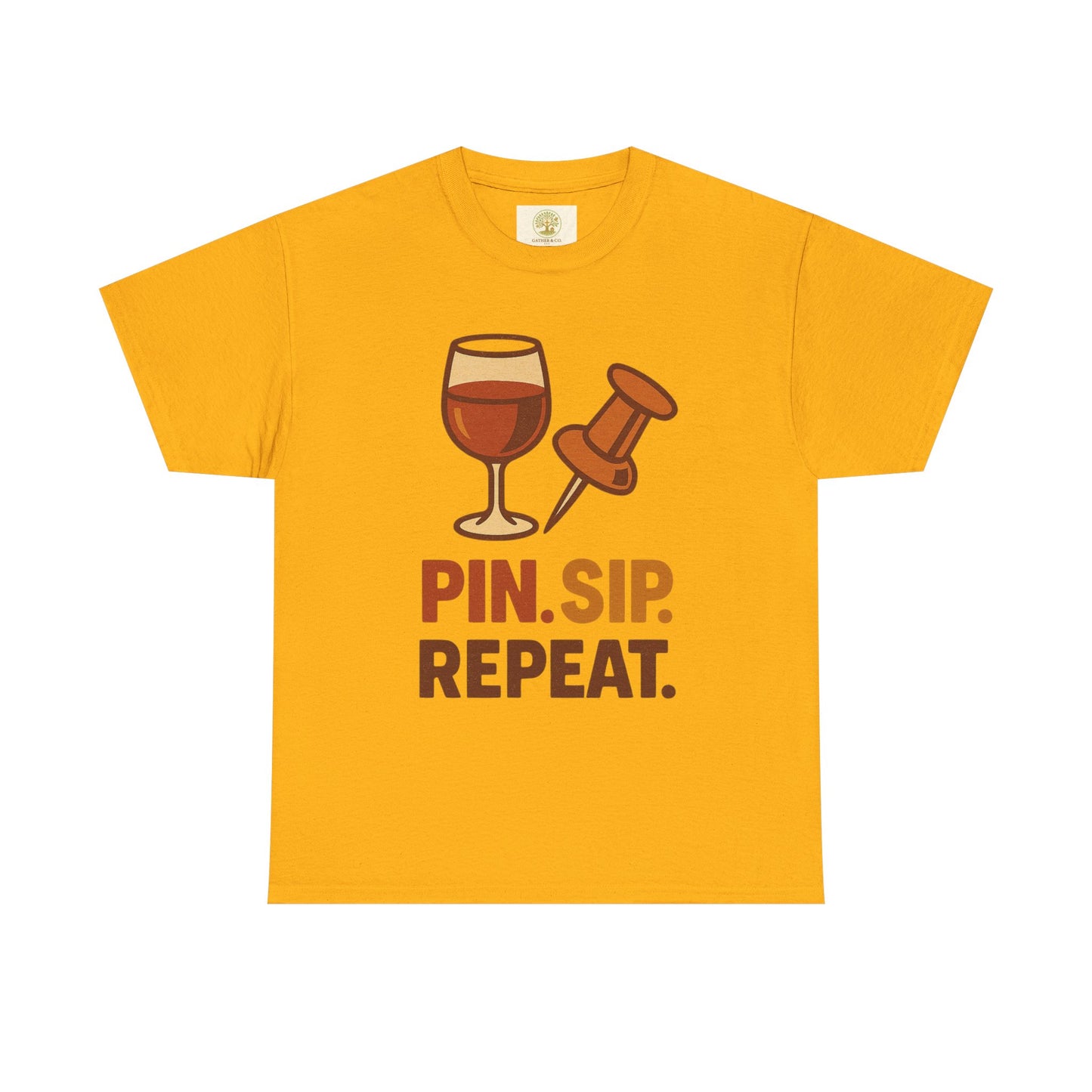 Wine Lover T‑Shirt — "Pin. Sip. Repeat." Wine Graphic Tee