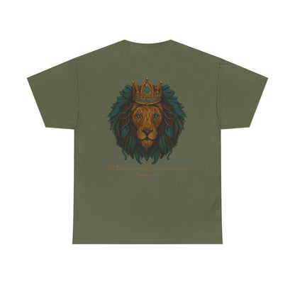 Lion of Judah Christian T-Shirt – Unisex Considered Cross Faith Tee | Revelation 5:5 | Gather & Co. LLC