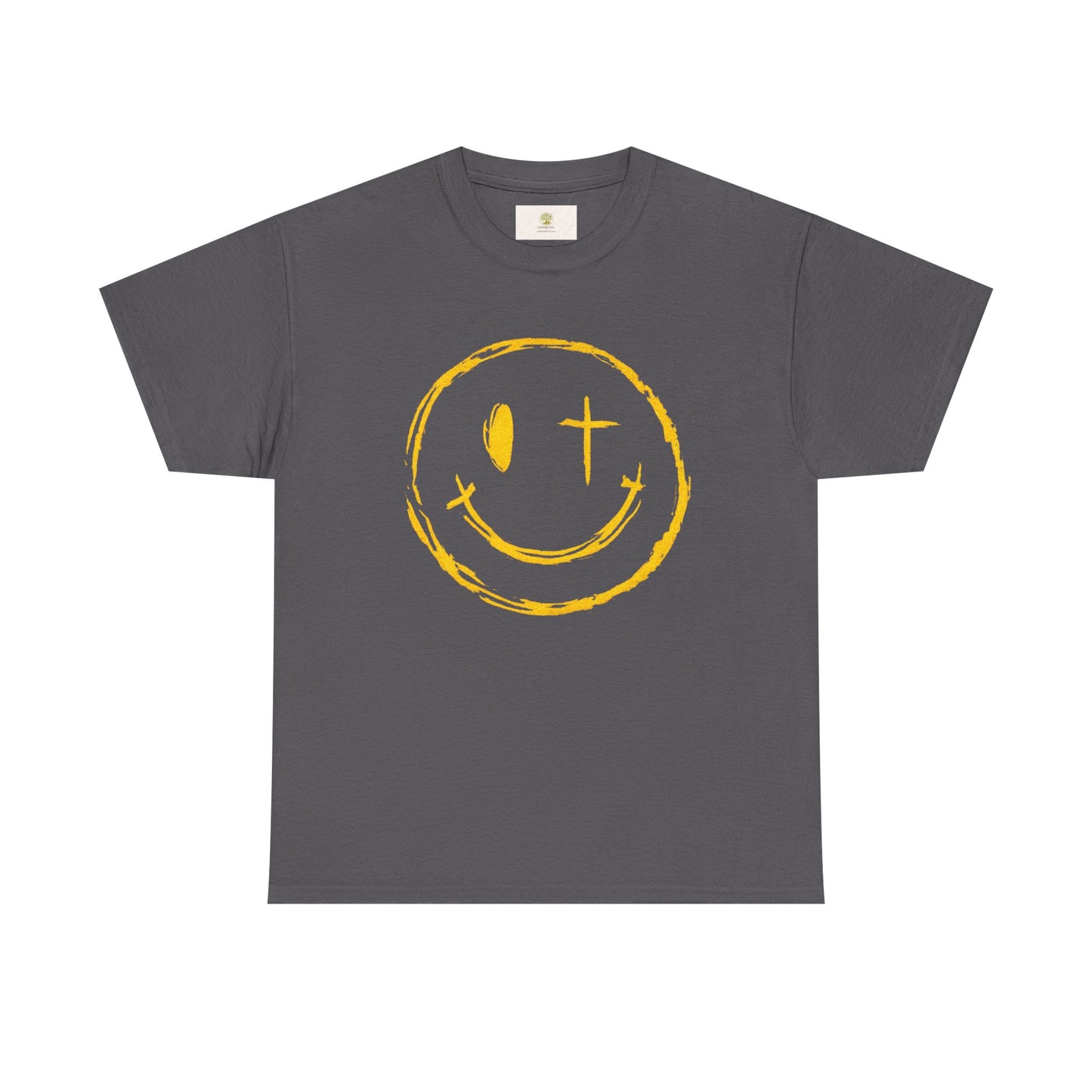 Christian T-Shirt — Yellow ‘Jesus Saves’ Halo Smiley Tee