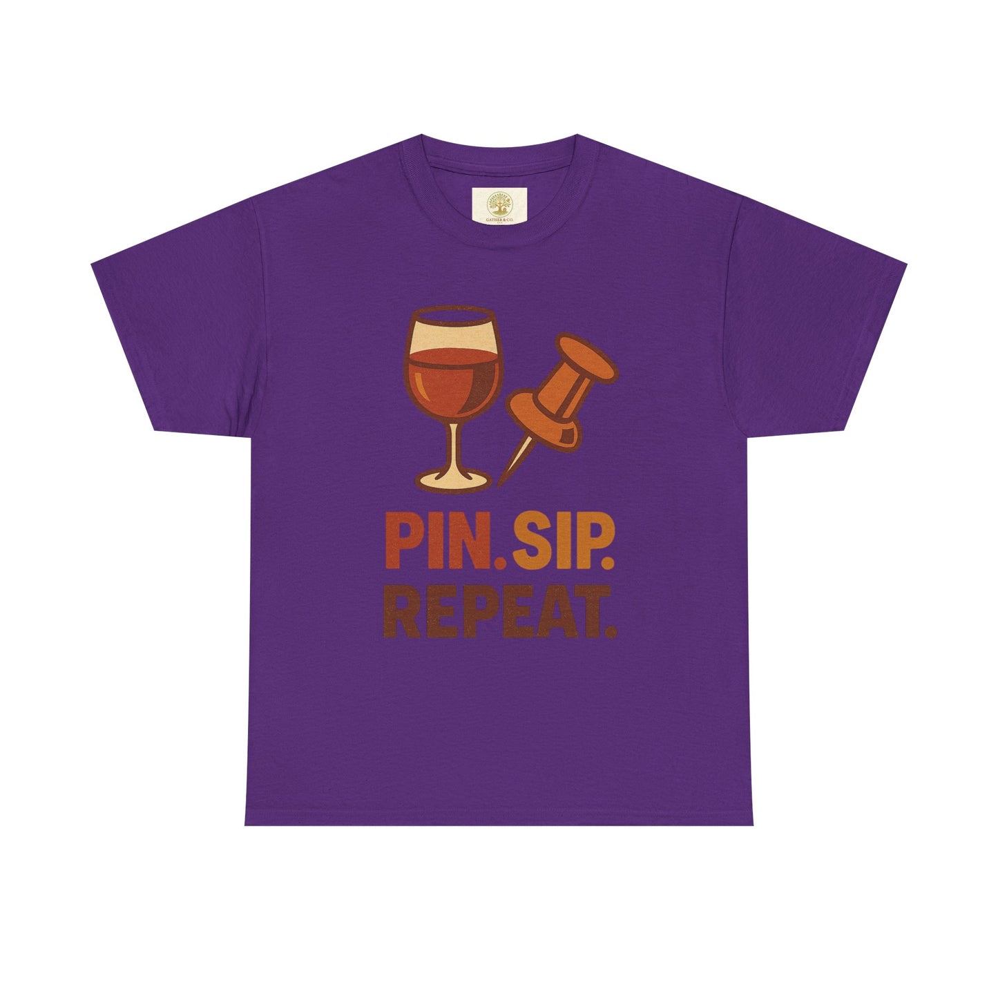 Wine Lover T‑Shirt — "Pin. Sip. Repeat." Wine Graphic Tee