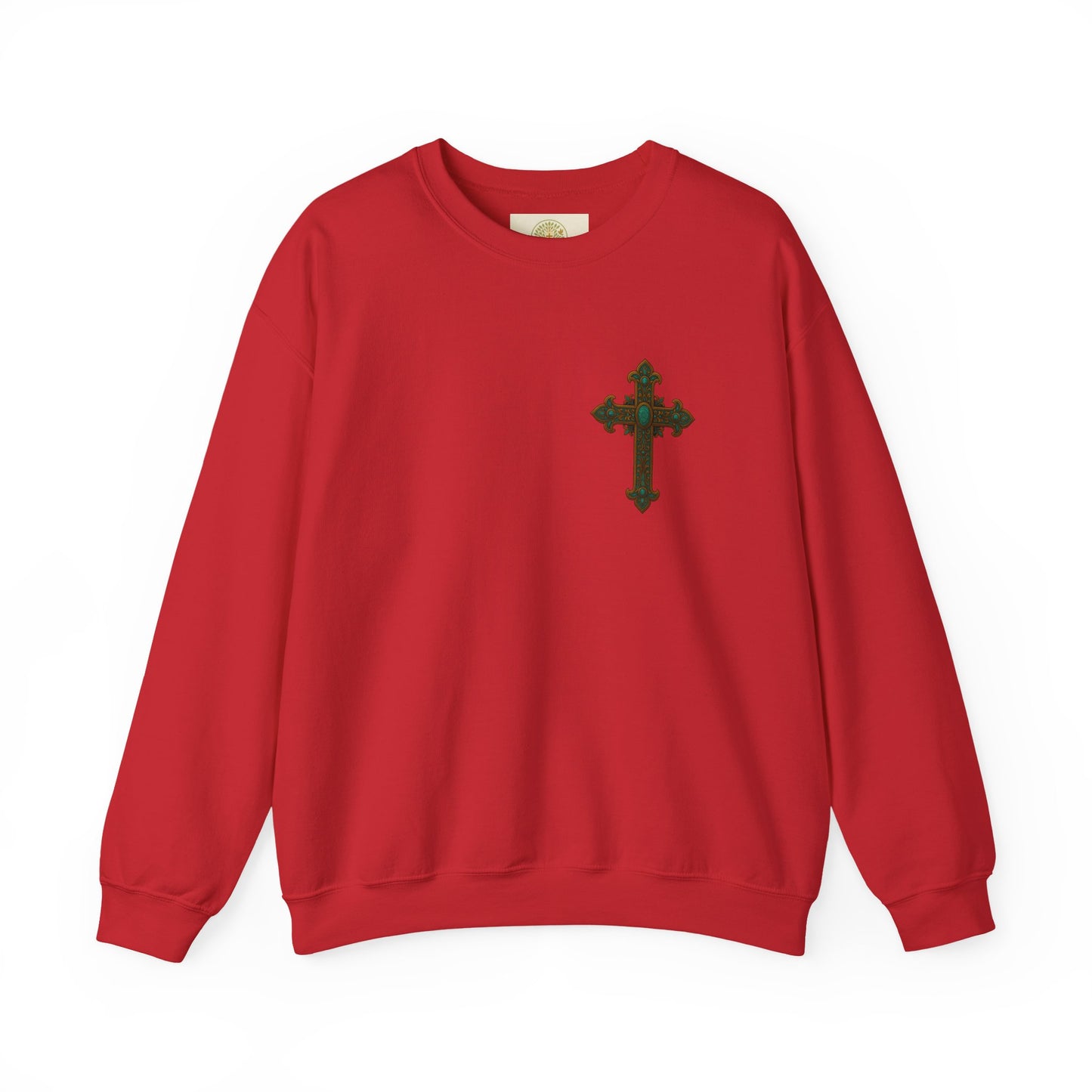 Lion of Judah Christian Crew Neck Sweatshirt – Unisex Faith Sweatshirt with Cross & Revelation 5:5 Back Design