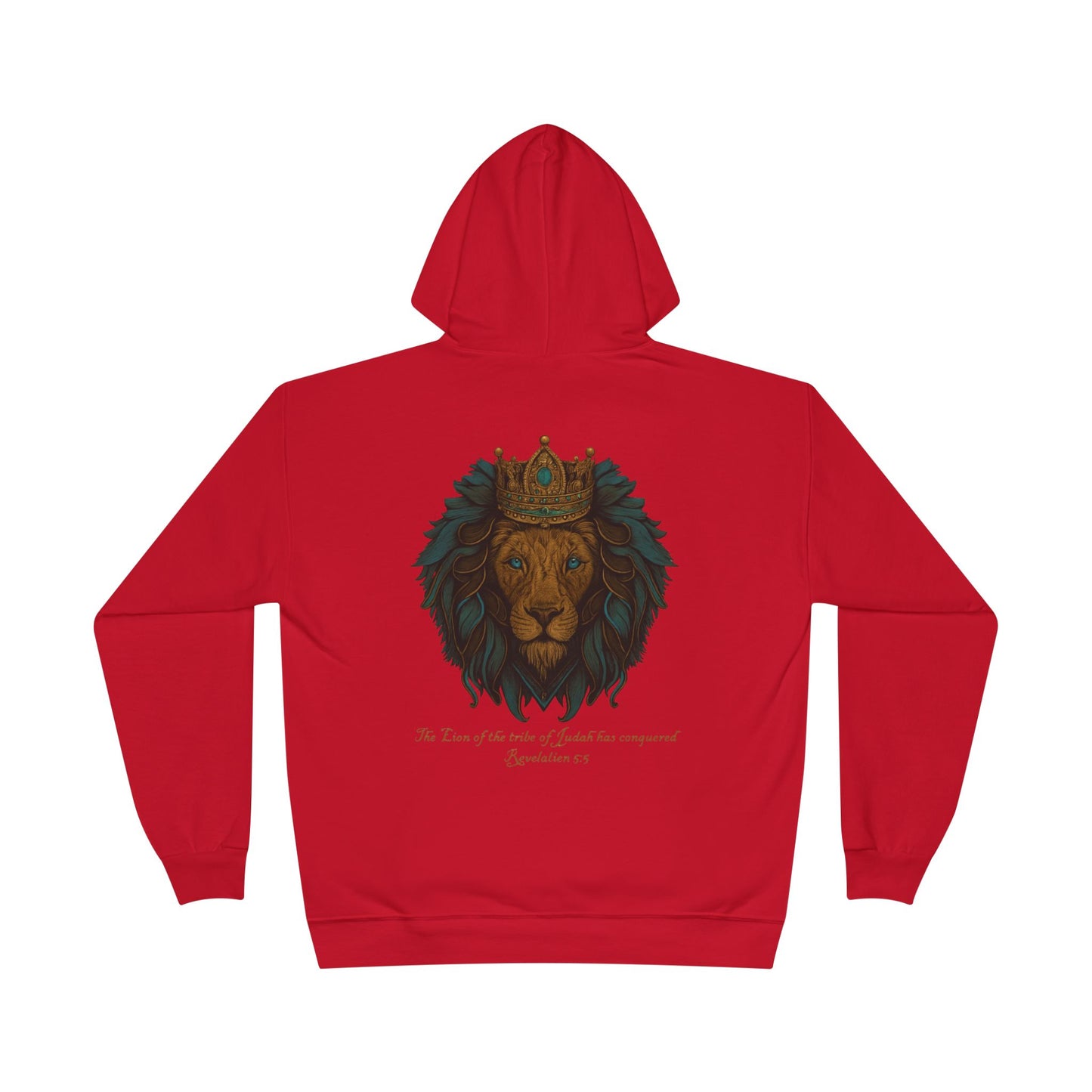 Lion of Judah Christian Hooded Sweatshirt – Unisex Faith Hoodie with Cross & Revelation 5:5 Design