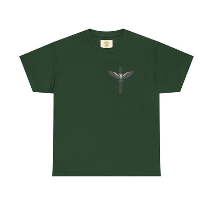 Men’s Christian T-Shirt – Under His Wings Psalm 91:4 | Eagle & Cross Faith Shirt by Gather & Co. LLC