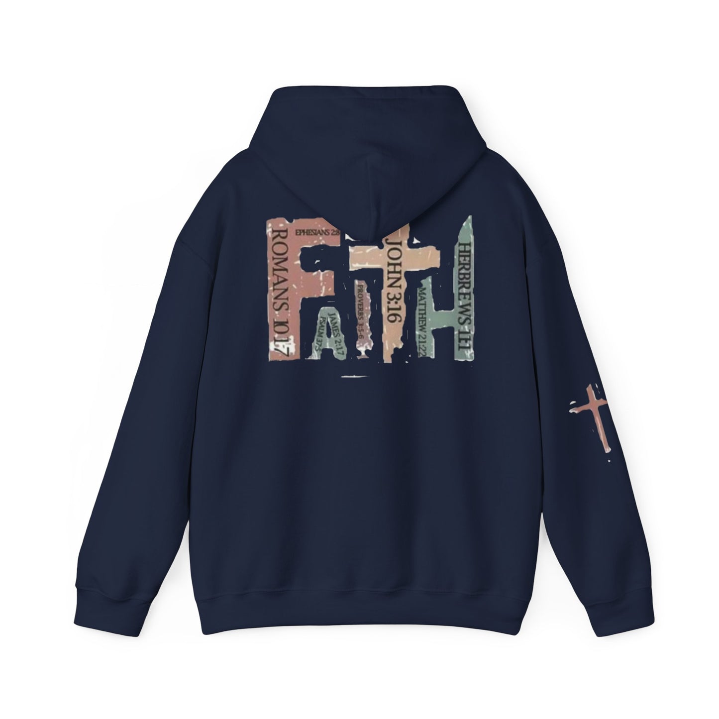 FAITH Christian Hoodie – Cross + Scripture Design | Gather & Co. LLC