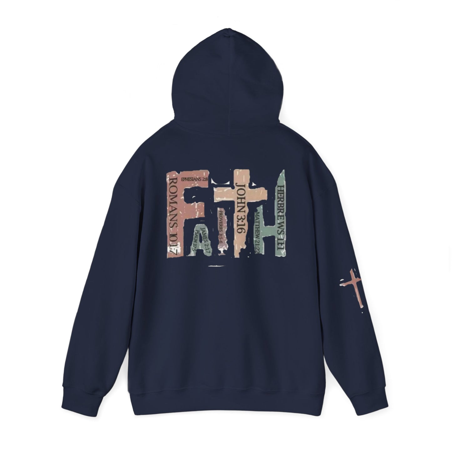 FAITH Christian Hoodie – Cross + Scripture Design | Gather & Co. LLC