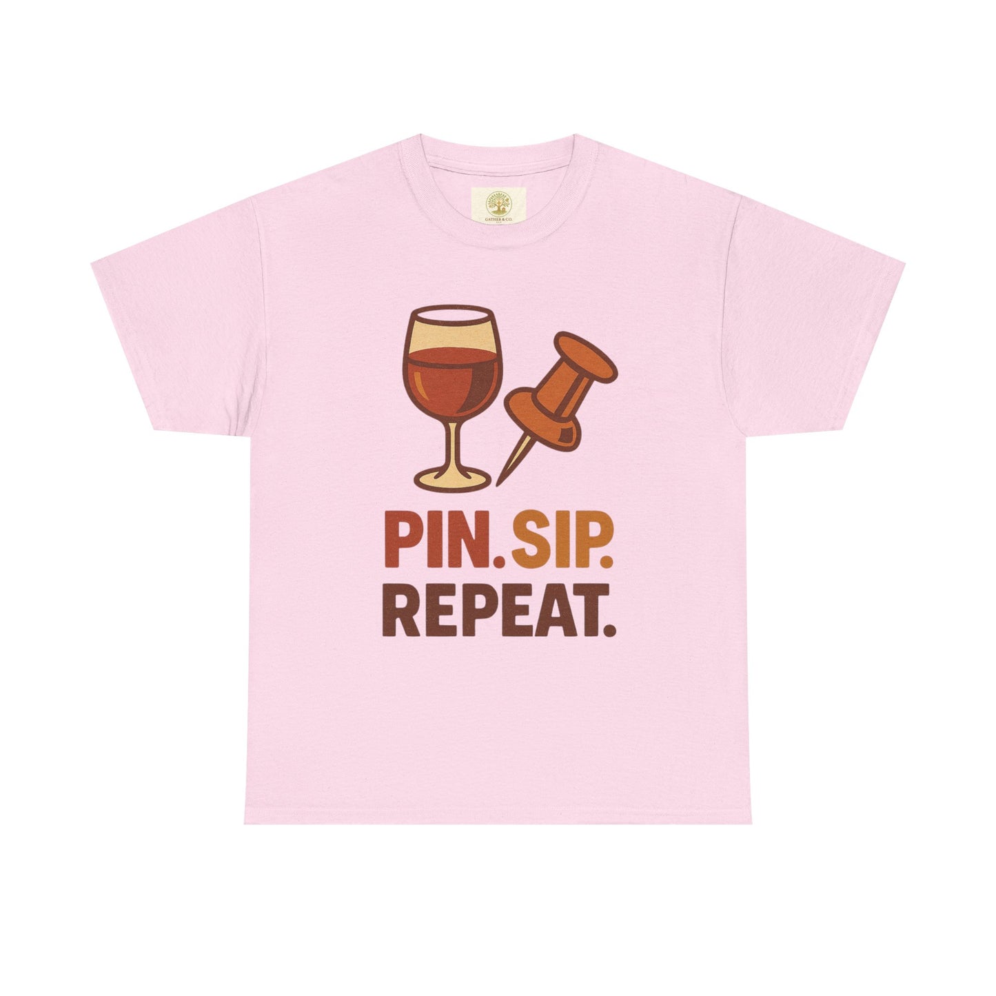 Wine Lover T‑Shirt — "Pin. Sip. Repeat." Wine Graphic Tee