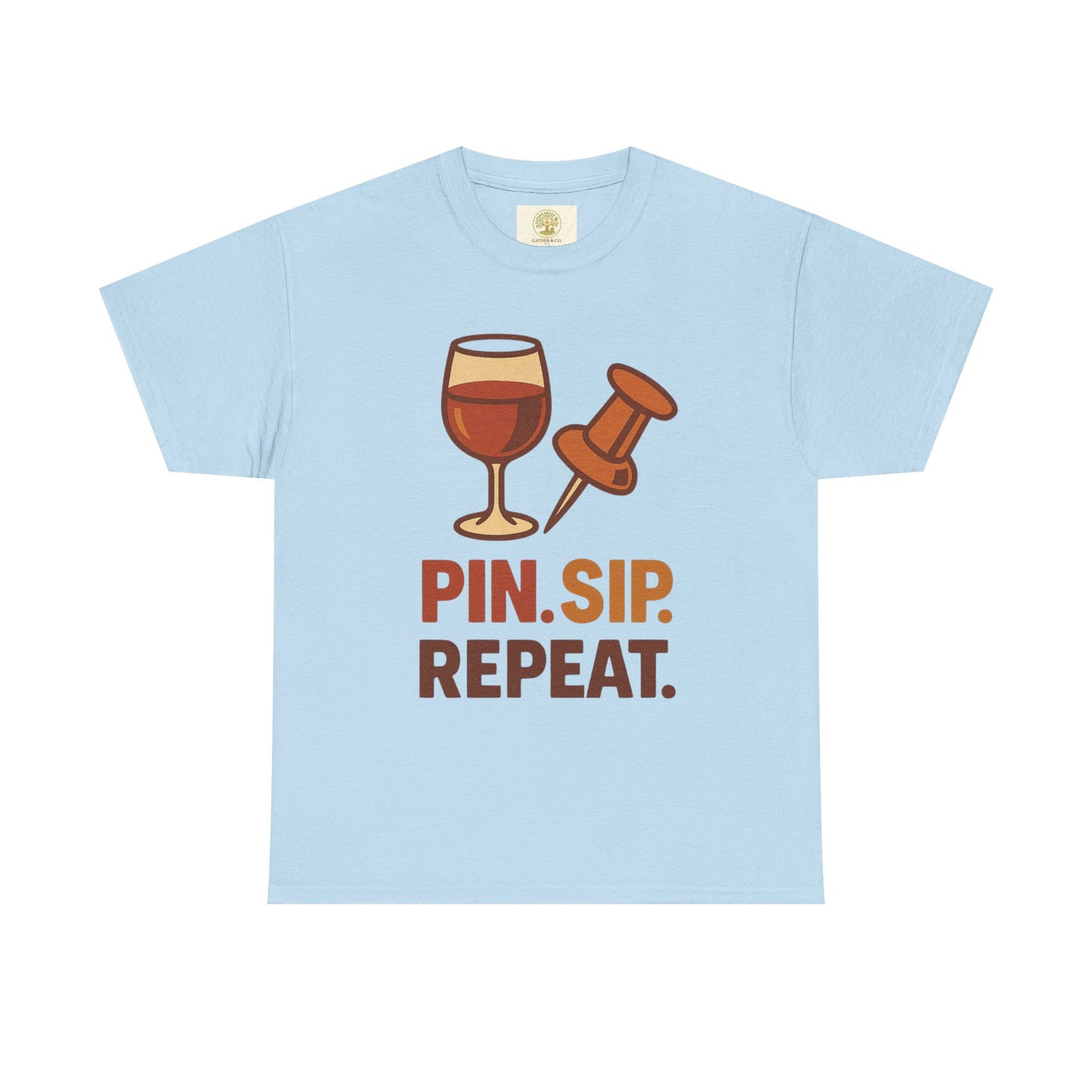 Wine Lover T‑Shirt — "Pin. Sip. Repeat." Wine Graphic Tee