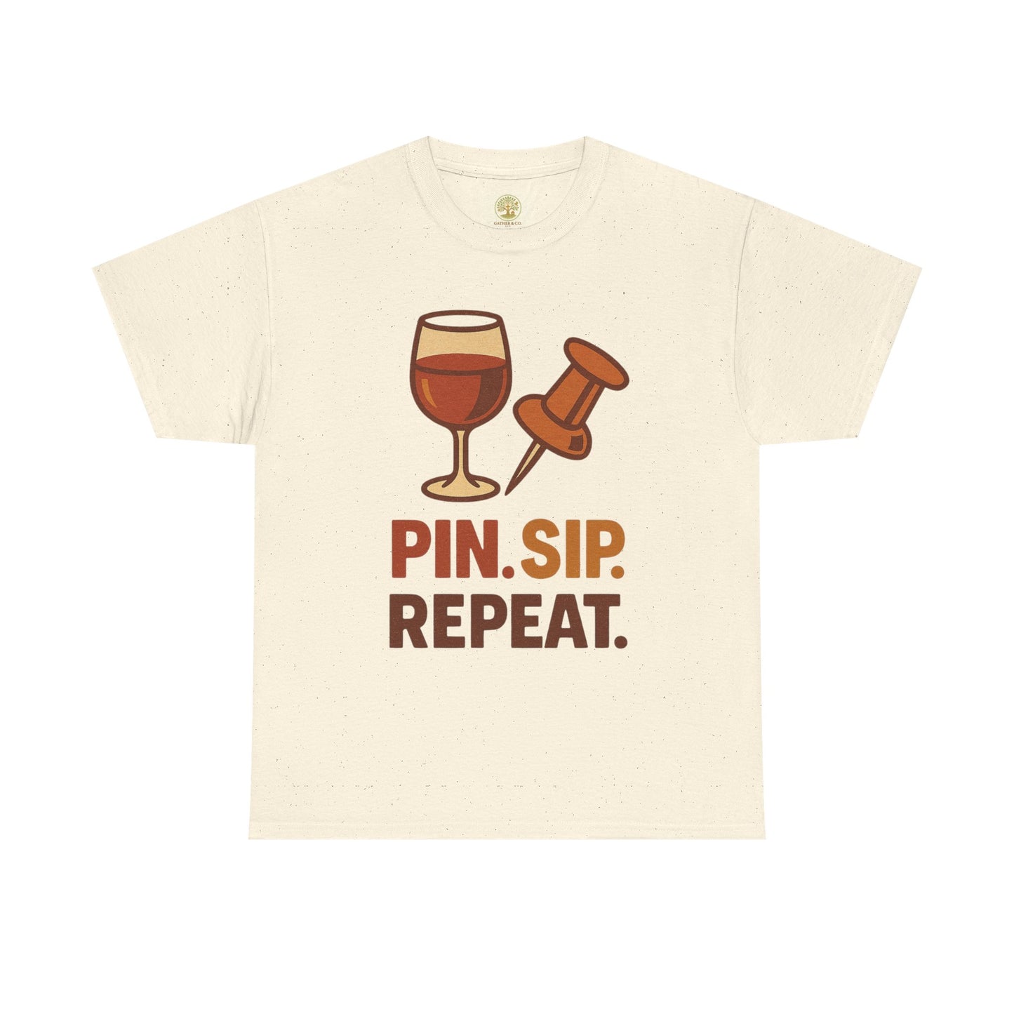 Wine Lover T‑Shirt — "Pin. Sip. Repeat." Wine Graphic Tee