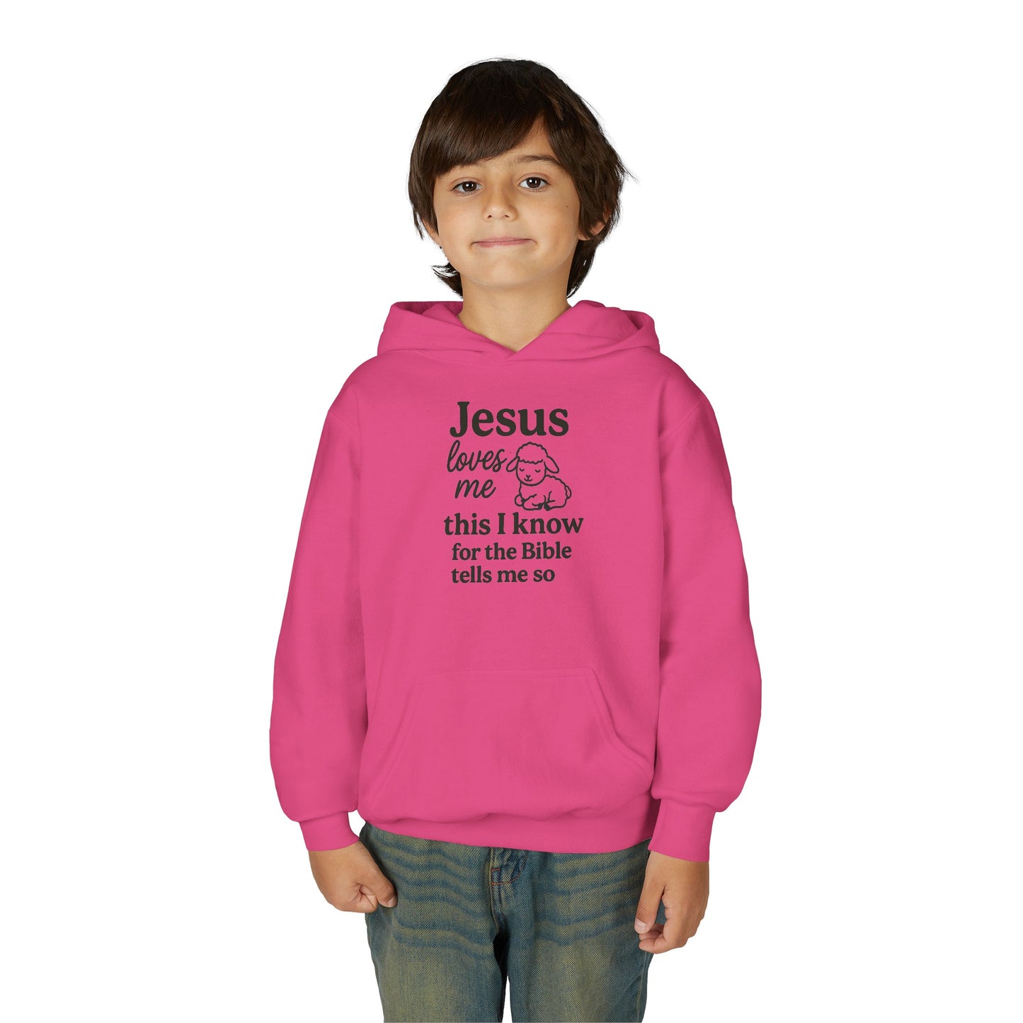 Jesus Loves Me Youth Hoodie - Faith Inspired Sweatshirt for Kids, Christian Gift, Religious Apparel, Cute Hoodie, Bible Verse Clothing
