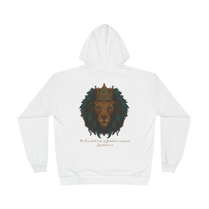 Lion of Judah Christian Hooded Sweatshirt – Unisex Faith Hoodie with Cross & Revelation 5:5 Design