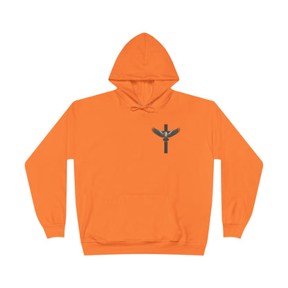 Men’s Christian Hoodie – Under His Wings Psalm 91:4 Faith Pullover with Cross & Eagle Back Design