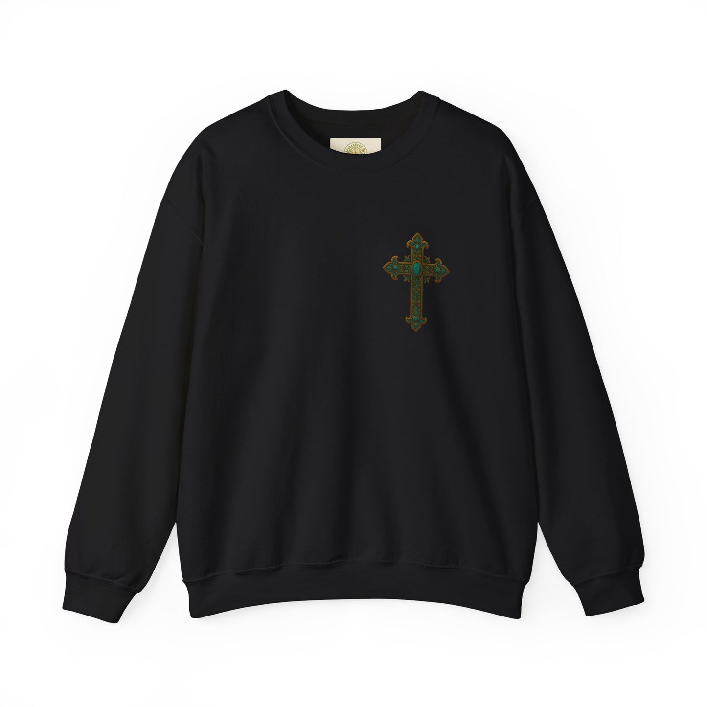 Lion of Judah Christian Crew Neck Sweatshirt – Unisex Faith Sweatshirt with Cross & Revelation 5:5 Back Design
