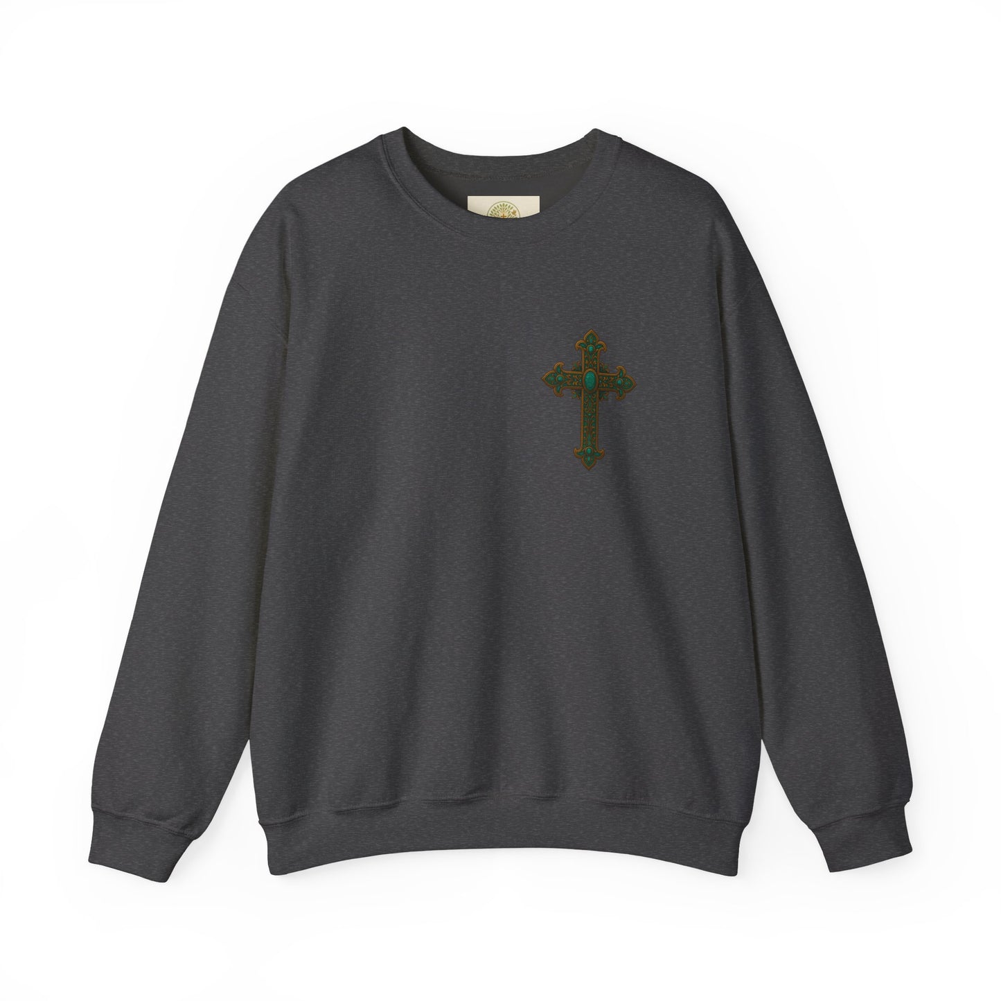 Lion of Judah Christian Crew Neck Sweatshirt – Unisex Faith Sweatshirt with Cross & Revelation 5:5 Back Design