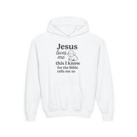 Jesus Loves Me Youth Hoodie - Faith Inspired Sweatshirt for Kids, Christian Gift, Religious Apparel, Cute Hoodie, Bible Verse Clothing
