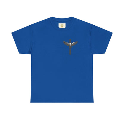 Men’s Christian T-Shirt – Under His Wings Psalm 91:4 | Eagle & Cross Faith Shirt by Gather & Co. LLC