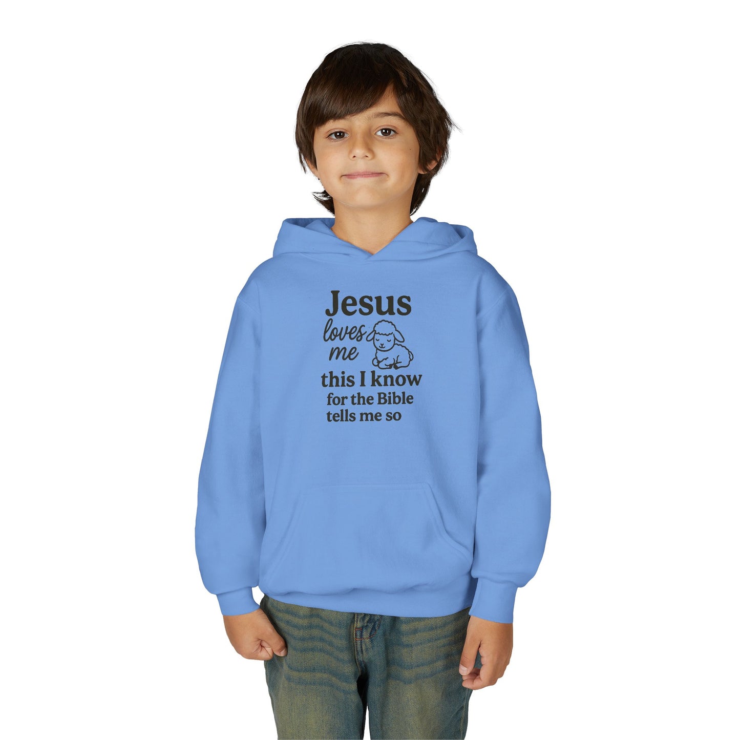 Jesus Loves Me Youth Hoodie - Faith Inspired Sweatshirt for Kids, Christian Gift, Religious Apparel, Cute Hoodie, Bible Verse Clothing