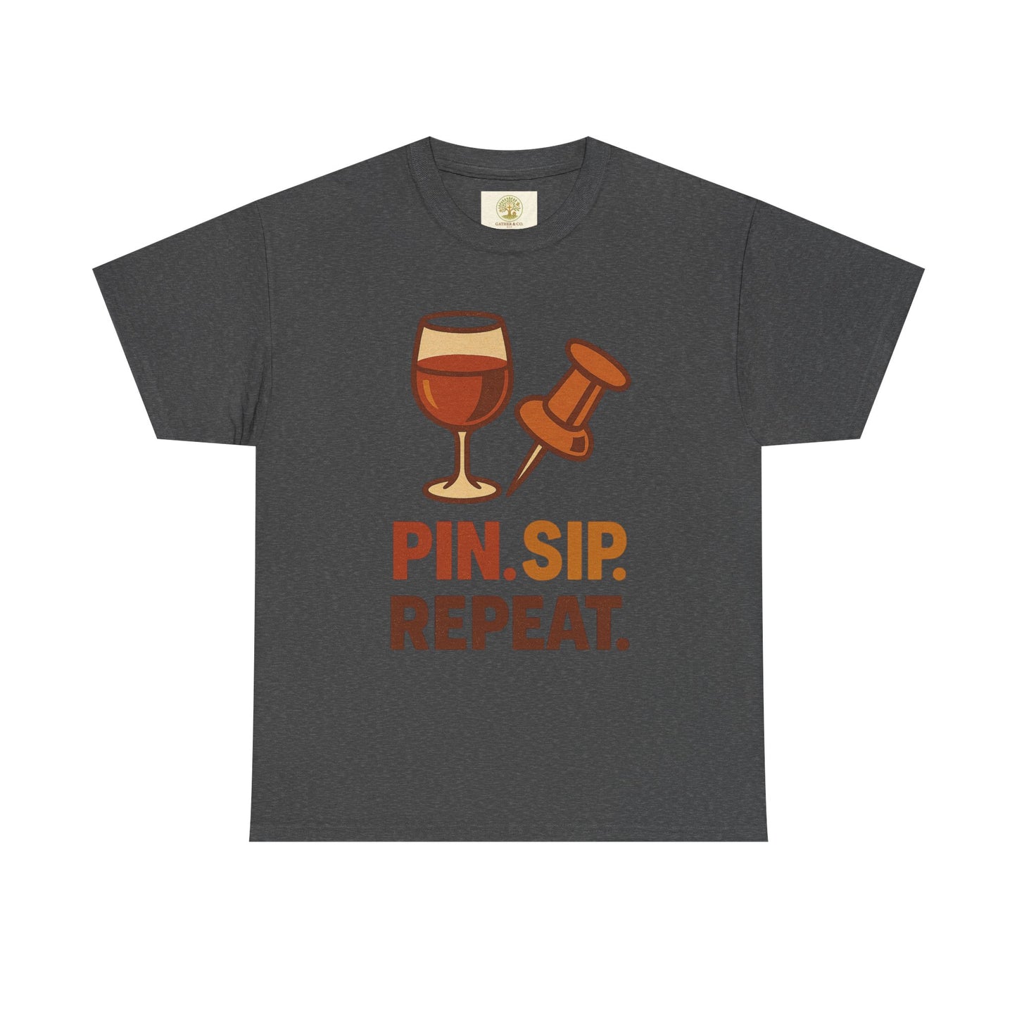 Wine Lover T‑Shirt — "Pin. Sip. Repeat." Wine Graphic Tee