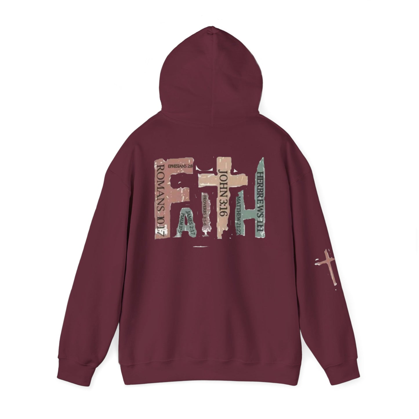 FAITH Christian Hoodie – Cross + Scripture Design | Gather & Co. LLC
