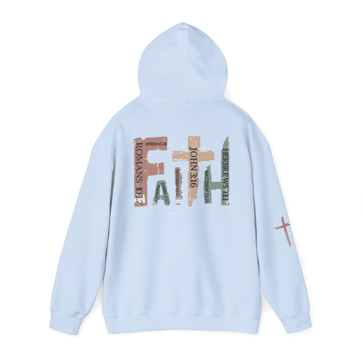FAITH Christian Hoodie – Cross + Scripture Design | Gather & Co. LLC