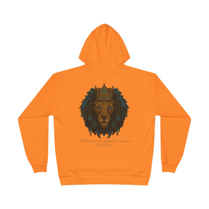 Lion of Judah Christian Hooded Sweatshirt – Unisex Faith Hoodie with Cross & Revelation 5:5 Design