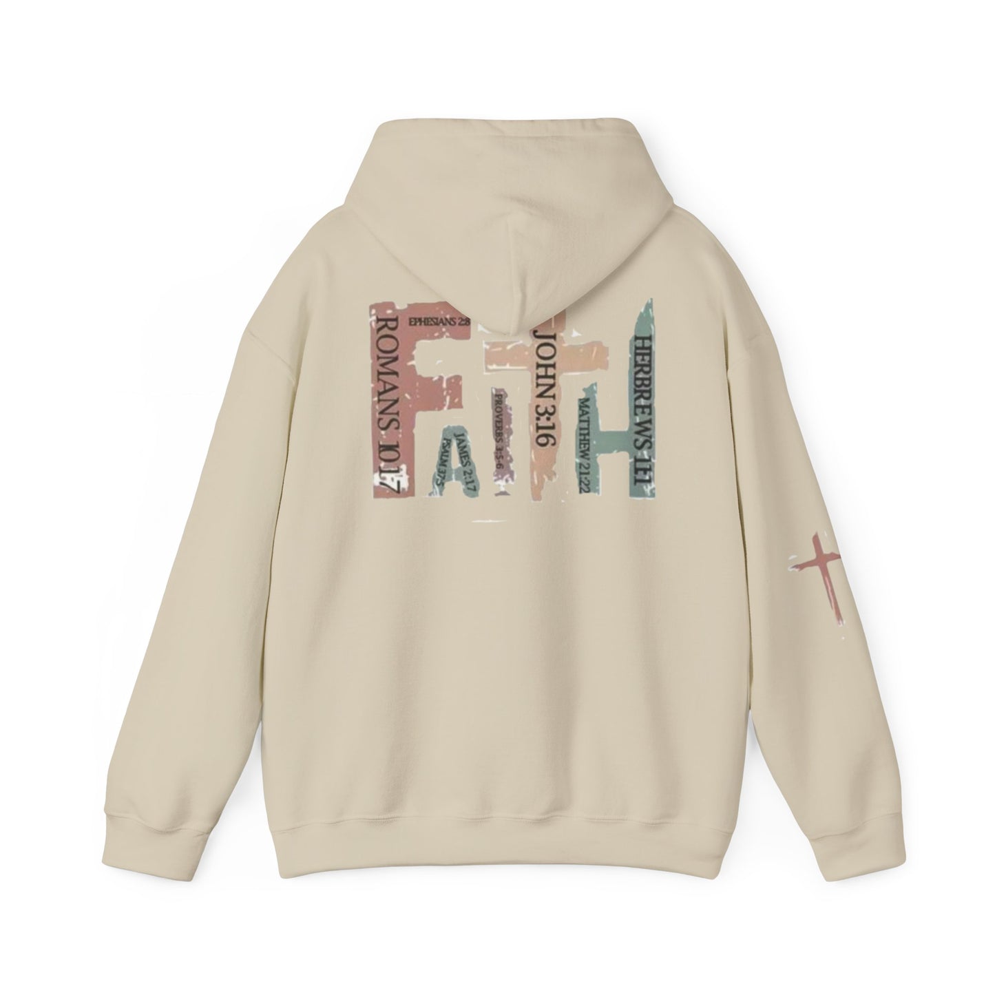 FAITH Christian Hoodie – Cross + Scripture Design | Gather & Co. LLC