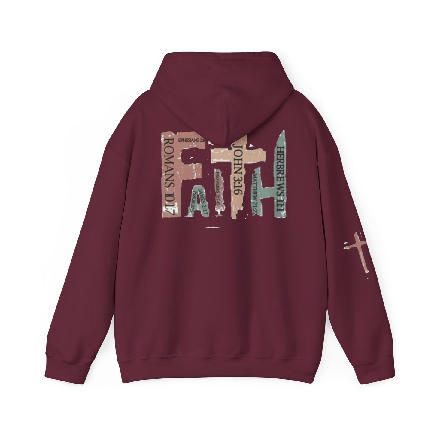 FAITH Christian Hoodie – Cross + Scripture Design | Gather & Co. LLC