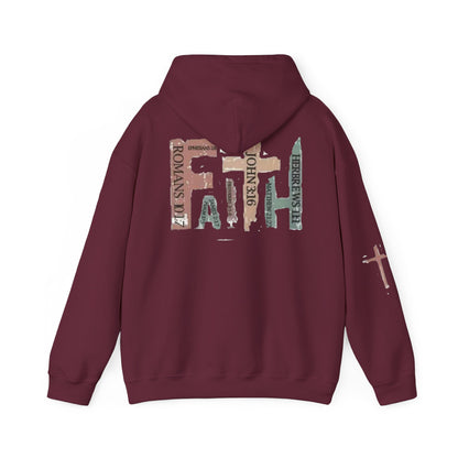 FAITH Christian Hoodie – Cross + Scripture Design | Gather & Co. LLC