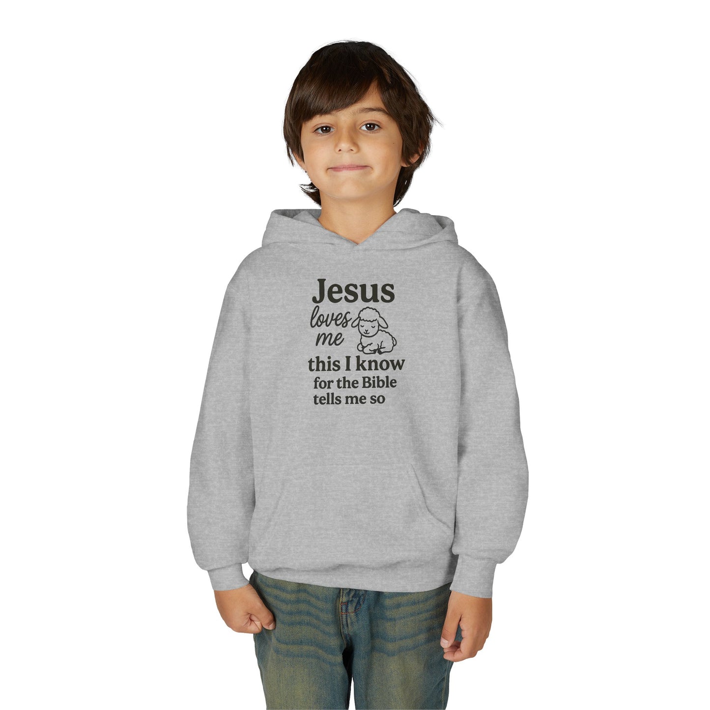 Jesus Loves Me Youth Hoodie - Faith Inspired Sweatshirt for Kids, Christian Gift, Religious Apparel, Cute Hoodie, Bible Verse Clothing
