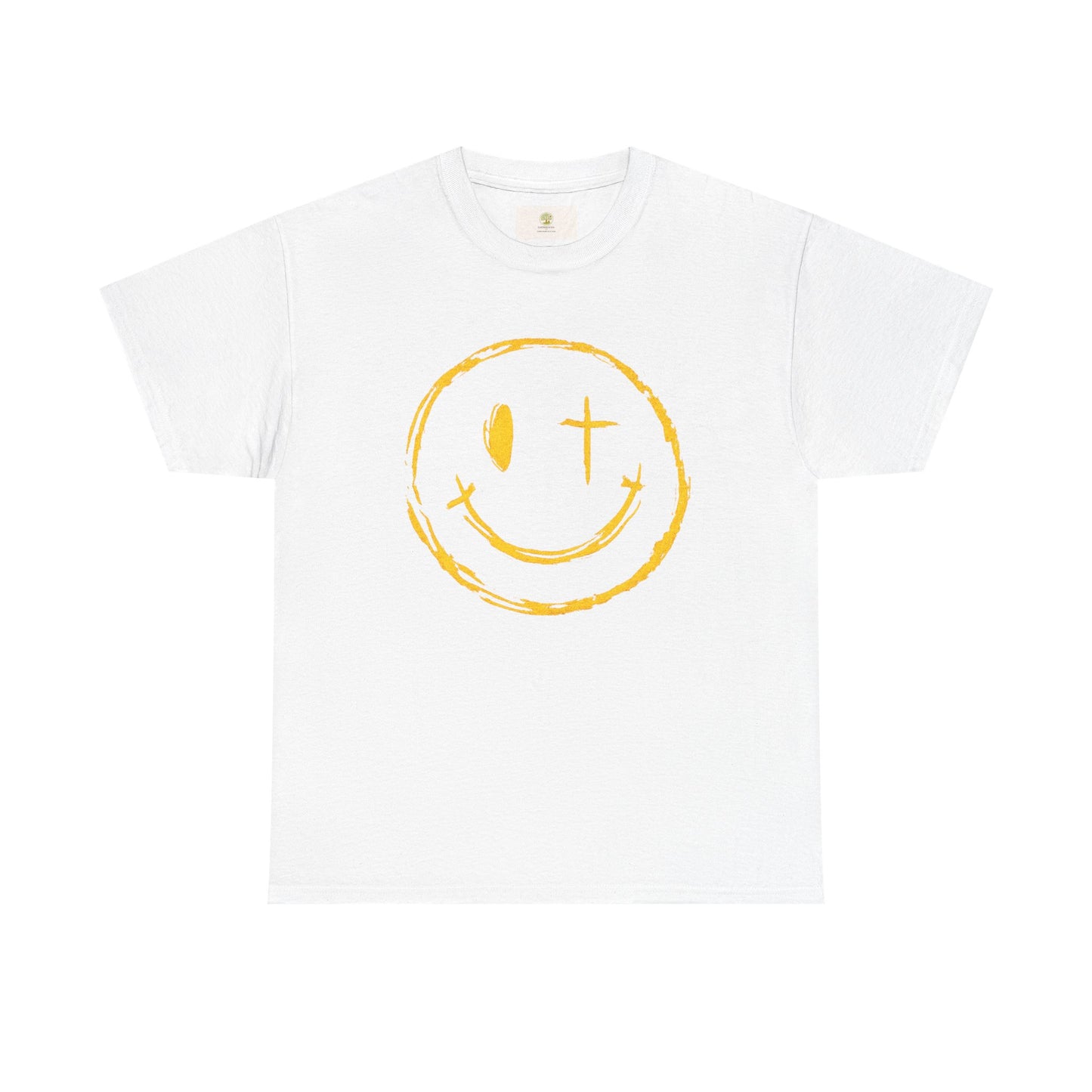 Christian T-Shirt — Yellow ‘Jesus Saves’ Halo Smiley Tee
