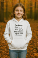 Jesus Loves Me Youth Hoodie - Faith Inspired Sweatshirt for Kids, Christian Gift, Religious Apparel, Cute Hoodie, Bible Verse Clothing