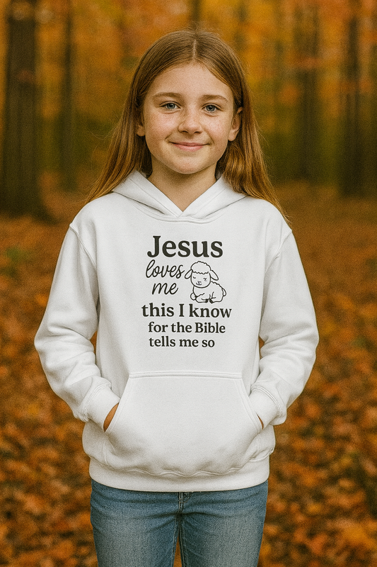Jesus Loves Me Youth Hoodie - Faith Inspired Sweatshirt for Kids, Christian Gift, Religious Apparel, Cute Hoodie, Bible Verse Clothing