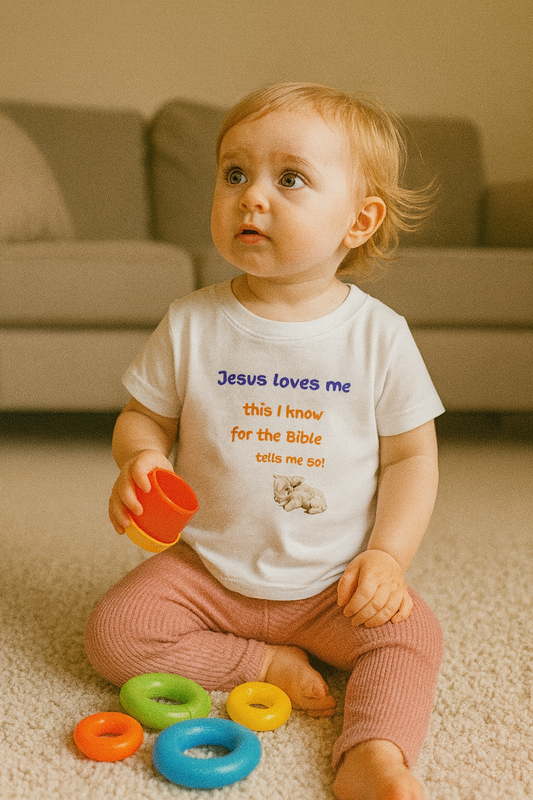 Children's  Hymn Tee " Jesus Loves me ".