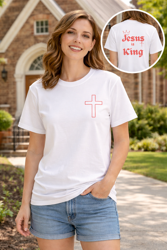 Christian Cross T-Shirt — 'Jesus is King' Graphic Tee