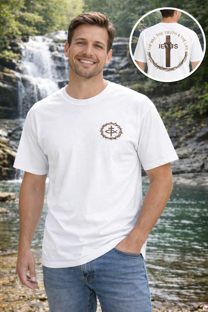 Jesus Cross Tee — "The Way The Truth The Life" Christian Faith T-Shirt