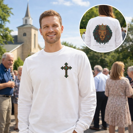 Lion of Judah Long Sleeve Christian T-Shirt | Unisex Faith Apparel – Gather & Co. LLC