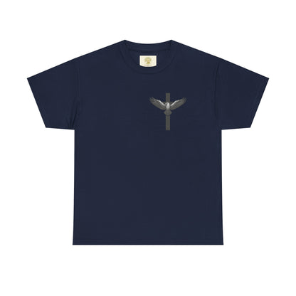 Men’s Christian T-Shirt – Under His Wings Psalm 91:4 | Eagle & Cross Faith Shirt by Gather & Co. LLC