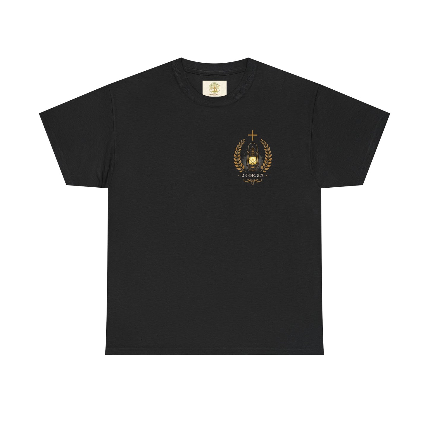 2 Corinthians 5:7 Christian Tee — "Walk by Faith, Not by Sight"