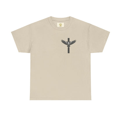 Men’s Christian T-Shirt – Under His Wings Psalm 91:4 | Eagle & Cross Faith Shirt by Gather & Co. LLC