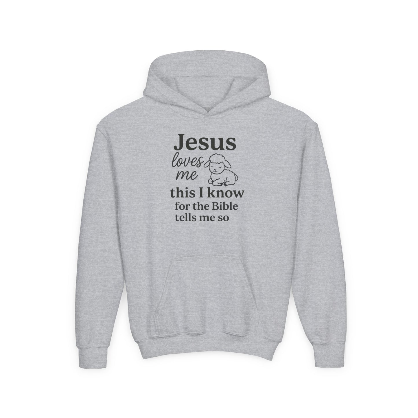Jesus Loves Me Youth Hoodie - Faith Inspired Sweatshirt for Kids, Christian Gift, Religious Apparel, Cute Hoodie, Bible Verse Clothing