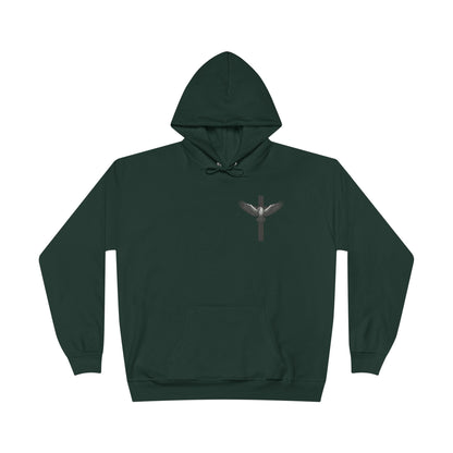 Men’s Christian Hoodie – Under His Wings Psalm 91:4 Faith Pullover with Cross & Eagle Back Design